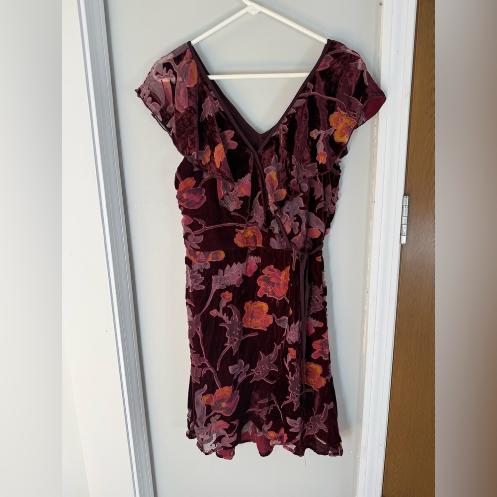 Band of Gypsies Burgundy Floral Mini Dress
